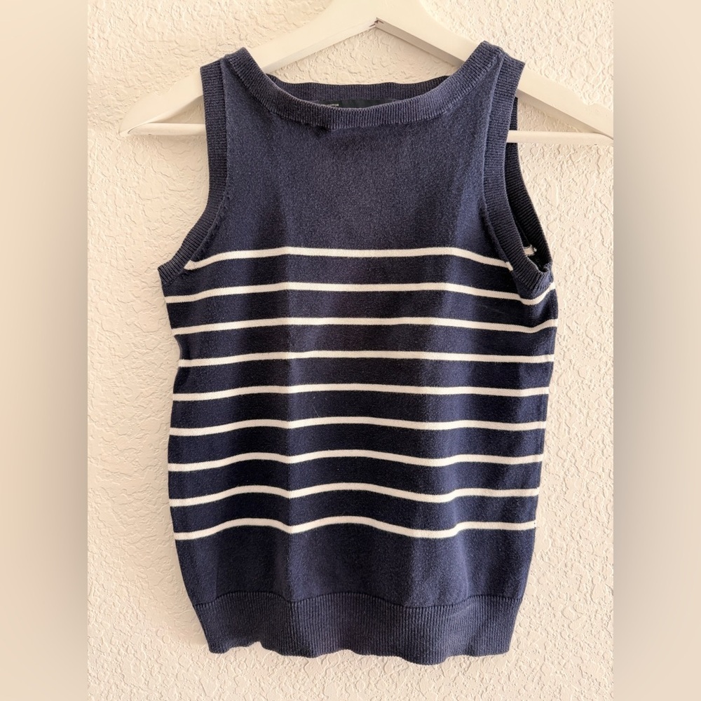 ZARA Navy & White Striped Cotton Knit Pullover | Nautical Chic